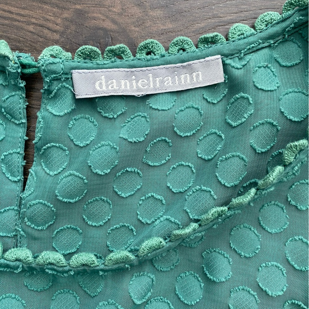 Anthropologie Daniel Rainn Mint Green Lace Boho Trim Blouse Women’s M - Picture 4 of 4